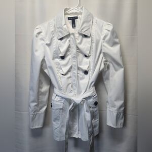 Int. Concepts NWT White Women's Ruffled Trench Coat